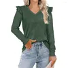 Kvinnors blusar Fashion Lady Bouse V Neck Anti-Pilling Loose T-shirt Kvinnor Jumper mångsidig höstens topp kvinnliga kläder