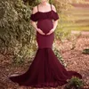 Party Dresses Maternity Pography Dress Women Pregnants Short Sleeve Props Lace Splicing Split Fork Ropa Mujer