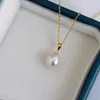 Naszyjniki wiszące muzhi prawdziwe 18k złoto naturalny wodoodpodobowy naszyjnik perłowy Pure AU750 Prezent biżuterii dla kobiet PN032 230307