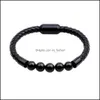 Perles Brins Chakra Lava Rock Bracelet En Cuir Cowe Tressé Hommes Guérison Ncing Bracelets Véritables Avec Magneticclasp Drop Delivery Dhaly