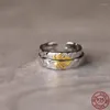 Clusterringe 925 Sterling Silber -Paar Ring für Männer und Frauen Einfacher Öffnen verstellbarer geometrischer Valentinstag Schmuck