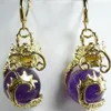 Dangle Earrings Fashion Jewelry Fancy 12mm Purple Jade Dragon 18K