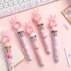 Gel Pens Kawaii Cartoon Pink Rabbit 10 Colors Mechanical Gel Ink Pens Cute School Office Writing Supplies Accessories Gift Prizes Kids J230306