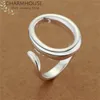 Wedding Rings Pure 925 Silver For Women O Shape Ring Adjustable Band Fashion Jewelry Accessories Bague Anillo Bijoux