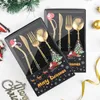 Dinnerware Sets Christmas Spoon Fork Set Dessert Fruit Coffee Stainless Steel Unique Style Design Kitchen Tableware