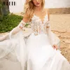 Feestjurken Jeheth Elegant Chiffon V Neck Boho Wedding Dres Beach Appliques Spaghetti Banden Off Schouder Open Back Bridal Jurk 230306