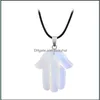 Pendant Necklaces Cute Healing Crystal Opal Tiger Eye Necklace Hand Shape Natural Stone Collier Gift Wholesale Drop Delivery Jewelry Dhlvh