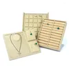 Jewelry Pouches Portable Top Sale Jute Weaving10 Hook Necklace Organizer Tray Pad Showcase Beige Linen Display Case