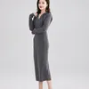 Casual Dresses 2023 Korean Maxi For Women Long SemeVes Autumn Winter Dress Elegant Women's Clothes Slim