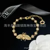 2023 New Luxury High Quality Fashion Jewelry for Heavy Industry Inlaid Rhinestone Bee Double Necklace Bracelet Earring Open Ring Brass
