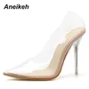 Aneikeh lente zomer jelly doorzichtige plastic transparante pvc pumps club mode sexy feest fijne vrouwelijke hoge hakken schoenen 41 42 211012282W