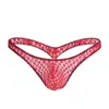 Underpants Breathable Mini Bikini Thongs Sexy Mens Grid Underwear Lingerie Male Cueca Fetish Gay Transparent Briefs Tanga Jockstrap Panties