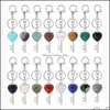 Key Rings Crystal Keychain For Bag Car Natural Love Heart Gemstone Lucy Lock Men Healing Chakra Cute Keyring Drop Delivery Jewelry Dhjiu