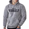 Men's Hoodies & Sweatshirts Stylish Pullover Pocket Plush Men Letters Hoodie Sweatshirt Hooded