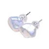 Charm Hot 925 Sterling Silver 7-8mm Echte zoetwater Pearl Wit Gray Zwart Paars Natuurlijke Stud-oorbellen voor 1 paar G230307