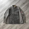 Men's Casual Shirts CAVEMPT C E 19AW SHIRT Men Women Retro heavy wash gray paint ink print denim shirt jacket Cav Empt 230306