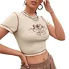 Women's T Shirts Xingqing Women's Little Angel Print Crop Tops Kort ärm Runda nackstygn T-shirts Summer Y2K Slim Tee Top