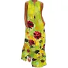 Casual Dresses Ladies Elegant Party Retro Peacock Feather Long Dress Summer Fashion Printed Flowers Sleeveless Maxi