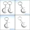 Sleutelringen NOOSA SNAP -knopketen Vintage Sier Moon Keyring Diy 12mm 18 mm Knoppen Kettingen Sieraden Men Drop levering Dhoqx