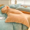 Sängkläder sätter god kvalitet 4st Set Super Soft Thick Coral Fleece prägling täcke täckning vinter snabb varm sammet platt blad
