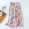 Kadın Pantolon Capris 2023 Kadın Yaz Pantolonları Geniş Bacak Çiçek Baskı Elastik Bel Düz Kırpılmış Kırpılmış Gevşek Placie Goodwear