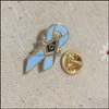 Pins Brooches 100Pcs Custom Logo Pin Badge Blue Color Masonic Breast Cancer Awareness Ribbon Mason Souvenir Emblem Gift Drop Delive Dhoni