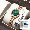 Armbandsur 2023 Japan Quartz Malachite Green Dial Luxury Ladies Watch Simple Rose Gold rostfritt stål Vattentäta armbandsWristwatches M