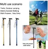 Trekking Poles Multifunction Walking Stick Telescopic Fold Crutches vandring kryck äldre metall cane utomhus 230307