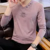 Men's T Shirts Men V-neck T-shirt Long Sleeve Boys Autumn 2023 Clothes Shirt Casual Knitted Mens