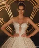 African Luxurious Said Mhamad Ball Gown Wedding Dresses Beaded Lace 3D Appliques Crystal Plus Size Bridal Gowns Custom Made