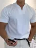 メンズTシャツ2023夏のカジュアル半袖TシャツのファッションソリッドカラーVネックプルオーバートップメン
