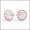 Charm Sier Ice Out High Diamond Cluster Zircon Round Screw Back Earrings Men And Women Hip Hop Jewelry Drop Delivery Dhmuk