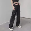 Women's Jeans 2023 European And American Style Overalls Trousers Motorcycle Wind Hollow Metal Buckle Pocket Straight Women