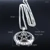 Collares colgantes Círculo mágico Brujería Pentagrama Acero inoxidable Vidrio Color plata Collar largo para mujeres / hombres Joyería Cadena NXS03