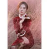 Этническая одежда Классическая красная женщина Cheongsam Традиционная китайская вечерняя вечеринка Qipao vestidos сексуальная вышивка Brdesmaid