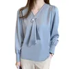 Camicette da donna Chikichi Fashion Office Ladies Camicie in chiffon Primavera 2023 Camicia a maniche lunghe Donna Blu Retro in stile Hong Kong Party