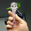 Hookahs Coloured flat-headed concave ghosthead glass pipe Glass Bongs Oil Burner Pipes