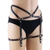 Suspenders Harajuku Style Pu Leather Belt Garter Integrated Hiphop Nightclub Show Sexy Leg Loop Clip 230307