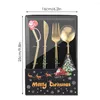 Dinnerware Sets Christmas Spoon Fork Set Dessert Fruit Coffee Stainless Steel Unique Style Design Kitchen Tableware