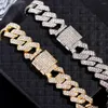 Charm Bracelets 14MM Hip Hop Prong Cuban Link Chain Bracelet For Men Women 2 Row Rhinestone Paved Iced Out Bling Miami Jewelry