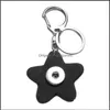 Key Rings Shiny Star Pu Leather Snap Button Chain Keychains Fit Diy 18Mm Jewelry Drop Delivery Dhtu4