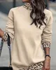 Casual Dresses for Women 2023 Autumn Fashion Leopard Print High Neck Long Sleeve Daily Mini Sweatshirt Dress