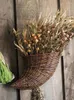 Vases Natural Wicker Horn Wall-Mounted Basket Flower Wall Decorative Storage American Country Retro Nostalgic