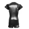 Sexy Set Mens Pu Leather Bodysuit With Zipper Panties Man Jumpsuit Clubwear Leotard Exotic Lingerie Gay Clubw 230307