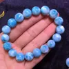 Strang Echtes natürliches blaues Larimar-Armband Damen Herren Stretch-Kristall Runde Perlen Stein 10,5 mm Zertifikat