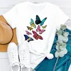 Women's T Shirts 2023 90s Floral Watercolor Trend Style Summer Short Sleeve Women Fashion Clothes Print Tshirt Female Tee Top Graphic