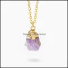 ペンダントネックレスIrregar Quartz Stone Necklece for women men gold color Color Coler Amethysts Turquois Charm Necklace HealingReiki Jewel Dh2ps