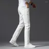 Mäns jeans 2023 Spring Autumn Märke 97% Bomull Högkvalitativ Stretch Men's Fashion Classic Business Casual Fited Straight White