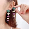 Stud Earrings Long Beautiful Female Leaf Elegant High-Quality Design Ginkgo Plant Color Crystal Luxury Women's Jewelry