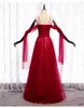 Stage Wear Wine Red Beading Veil Long Dress Medieval Vintage Party Cos Singing Dance/ Performance Gown